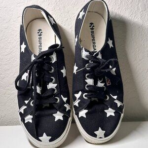 Superga Black and White STARS Sneakers-VGUC
